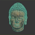 Antique Buddha Head Sculpture With Beaded Ushnisha And Serene Bronze Face