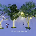 Night View Tree Combination Street Tree Landscape Light Glow Tree Light LED Color Light Atmosphere Light Hanging Tree Light Street Light 3d model