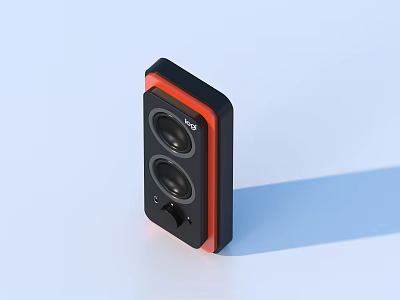 Portable Bluetooth Speaker With Black And Orange Design Dual Speaker Drivers And Control Knob 3d model