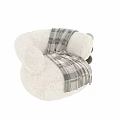 Light Textured Single Sofa With Rounded Armrests And Plaid Blanket 3d model