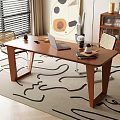 Cozy Modern Study Room With Wooden Desk Laptop Table Lamp And Bookshelf Chair