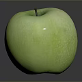 Fresh Green Apple With Smooth Shiny Surface And Reflection On Dark Background 3d model
