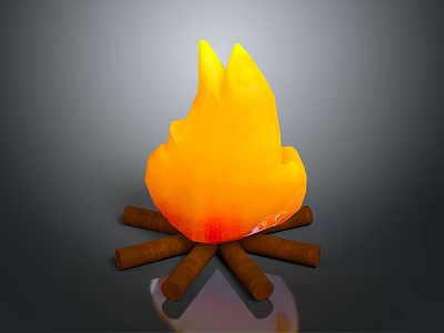 Burning Wooden Logs Bonfire With Bright Orange Flame And Warm Glow 3d model