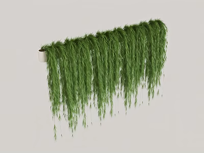 Hanging Basket With Long Green Trailing Plants For Home Wall Decor 3d model