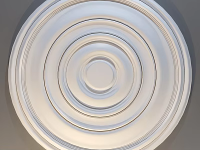 Decorative White Circular Ceiling Medallion With Concentric Rings Architectural Interior Design 3d model