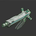 Futuristic Sci Fi Energy Weapon With Blue Neon Lights Silver Gray Body And Scope