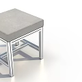 Modern Gray Padded Stool Featuring Metal Frame And Simple Design For Home Decor 3d model