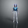 Game And Movie Character With Blue White Outfit Cat Ears Vest And Pants