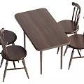 Elegant Wooden Dining Table Set With Four Matching Chairs For Home 3d model