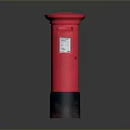 Red Postbox With Black Base And Letter Slot On Gray Background