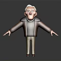White Haired Elderly Man Wearing Brown Coat Gray Sweater With Surprised Expression And Arms Outstretched