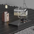 Traditional Chinese Tea Ceremony Set With Black Teapot Brown Caddy And Tray