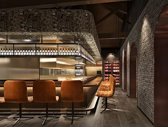 Modern Restaurant Bar Area 3d model