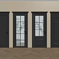 Black Hinged Doors With Glass Inserts And Solid Panels In Interior Space 3d model