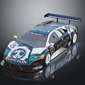 Black and White Racing Car with Rear Wing Blancpain Logo and Number 23