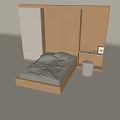 Modern Bedroom Interior Design With Platform Bed Wardrobe Stool And Warm Lighting 3d model