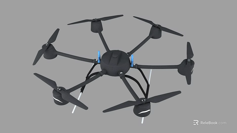 Black Multi Rotor Drone With Propellers And Frame Structure Design 3d model 