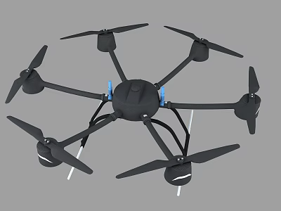 Black Multi Rotor Drone With Propellers And Frame Structure Design 3d model