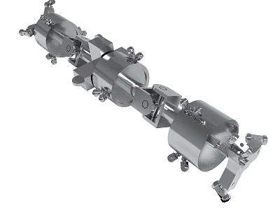 Industrial Mechanical Component Assembly With Metal Structure And Bolted Connecting Joints 3d model