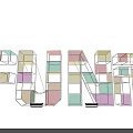 Colorful 3D FUN Letters Composed Of Square Blocks Modern Art Design
