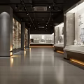 Museum Exhibition Hall Interior Design With Glass Display Cases Art Exhibits And Ambient Lighting