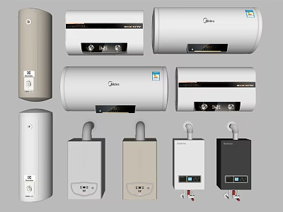 Modern Household Electrical Appliances Featuring Water Heaters And Various Design Styles 3d model