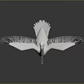 White Pelican with Spread Wings and Crested Head Standing On Smooth Surface Gray Gradient Background 3d model