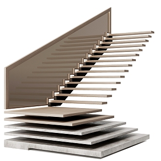 modern stair handrail stair 3d model