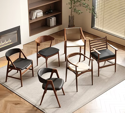 Modern Single Chair Designs With Wooden Frames And Upholstered Seats For Home Decor 3d model