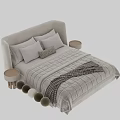 Double Bed With Upholstered Headboard Soft Blanket Pillows And Color Options