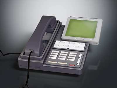 Commercial Business Phone Equipment With Green Display Screen Keypad And Handset 3d model