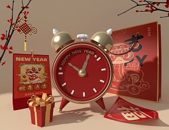 New Year clock alarm clock 3d model