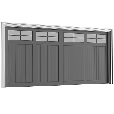 Garage Door Components Featuring Vertical Panels Glass Windows And Metal Frame Design 3d model