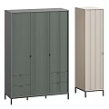Modern Wardrobe With Vertical Stripe Design Multiple Colors Drawers And Storage Doors