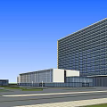 Modern Architectural Complex Featuring Tall Building Low Rise Structures Green Roof And Waterfront Area