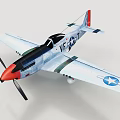 Vintage Fighter Jet With Red Nose Blue White Star Insignia White Fuselage And Green Stripes
