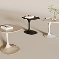 Stylish Round Side Tables In Neutral Tones With Decor 3d model