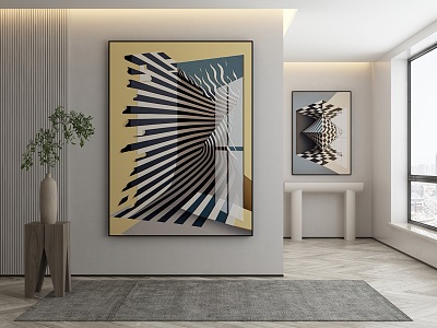 Modern abstract painting decorative painting 3d model