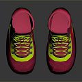 Pink High Top Shoes With Yellow Laces And Reflective Accents For Outdoor Use