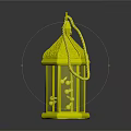 Lantern Shaped Fish Tank Aquarium With Orange Frame Purple Tassel And Blue Aquatic Decor