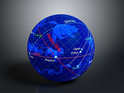 Blue Globe Featuring Latitude Longitude Lines Equator Polaris Arctic And Antarctic Circles 3d model