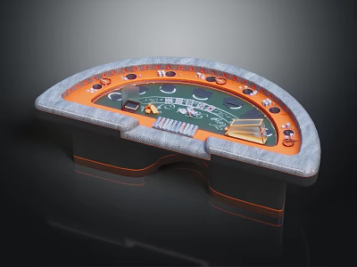 Unique Fan Shaped Furniture With Green Tabletop Orange Edge And Control Buttons Design 3d model