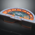 Unique Fan Shaped Furniture With Green Tabletop Orange Edge And Control Buttons Design
