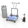 Industrial Gas Cylinder With Portable Metal Trolley And Small Tool Equipment