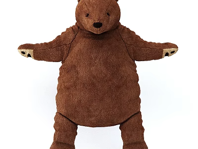 Cute Brown Plush Teddy Bear Doll With Open Arms And Soft Texture 3d model