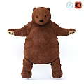 Cute Brown Plush Teddy Bear Doll With Open Arms And Soft Texture 3d model