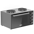 TOWER Black Electric Oven with Top Hot Plates and Knob Controls Modern Kitchen Appliance