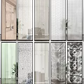 Modern Decorative Glass Room Dividers With Various Patterns For Interior Design 3d model
