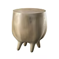 Natural Wood Stools With Round Top And Three Legs Simple Design 3d model