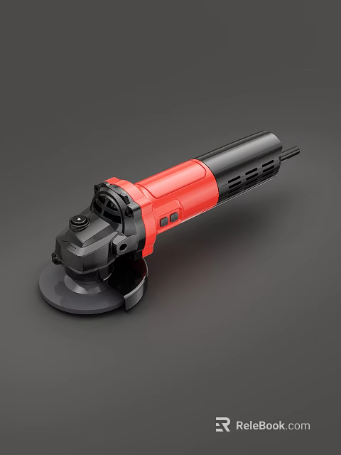 Professional Red Black Angle Grinder Power Tool with Grinding Wheel 3d model 